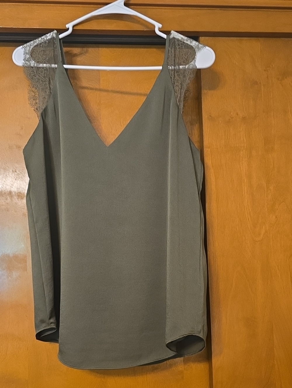 Express Olive Lace-Trim V-Neck Cami